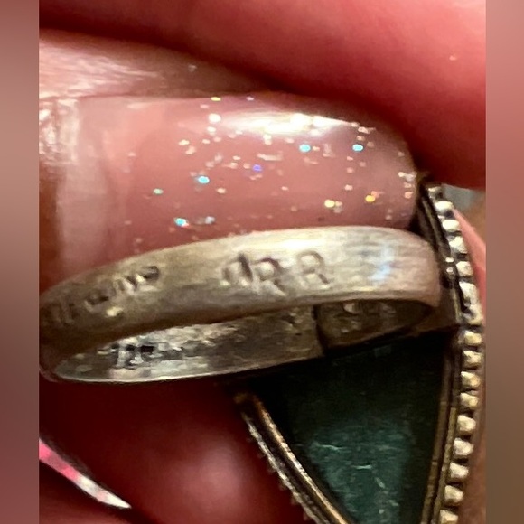 Old Arizona Turquoise Blue Web Sterling Silver Arrow Snake Ring, Size 6.75 - Picture 8 of 9